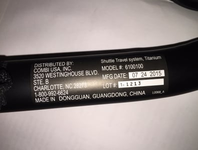 Model number location on stroller leg